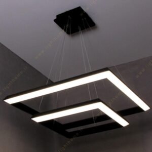 آویز خطی مربع سیلا نور مدل پیرامید 40×70 سفید و مشکی