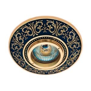 قاب هالوژن آنتیکو مدل فیوره طلایی با پتینه سرمه‌ای