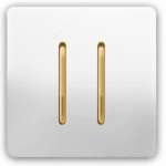 کلید و پریز آسیا الکتریک مدل کریستال سفید با زه طلایی و نقره‌ای