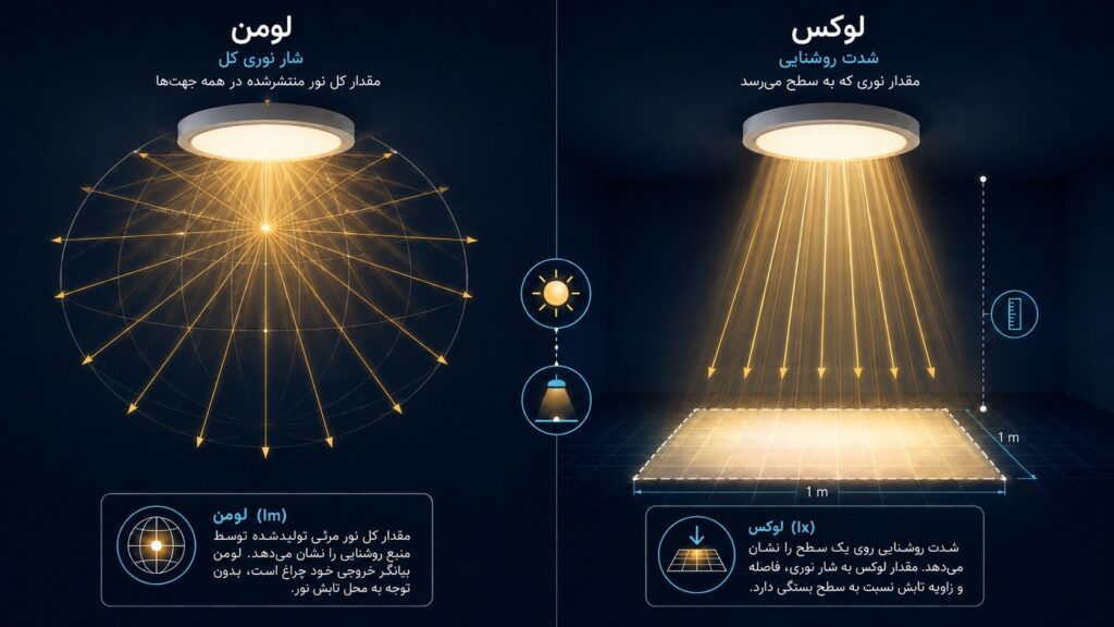 تفاوت لومن و لوکس در محاسبه روشنایی